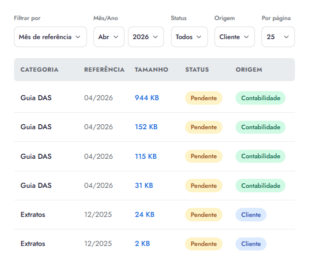 documentos contábeis organizados